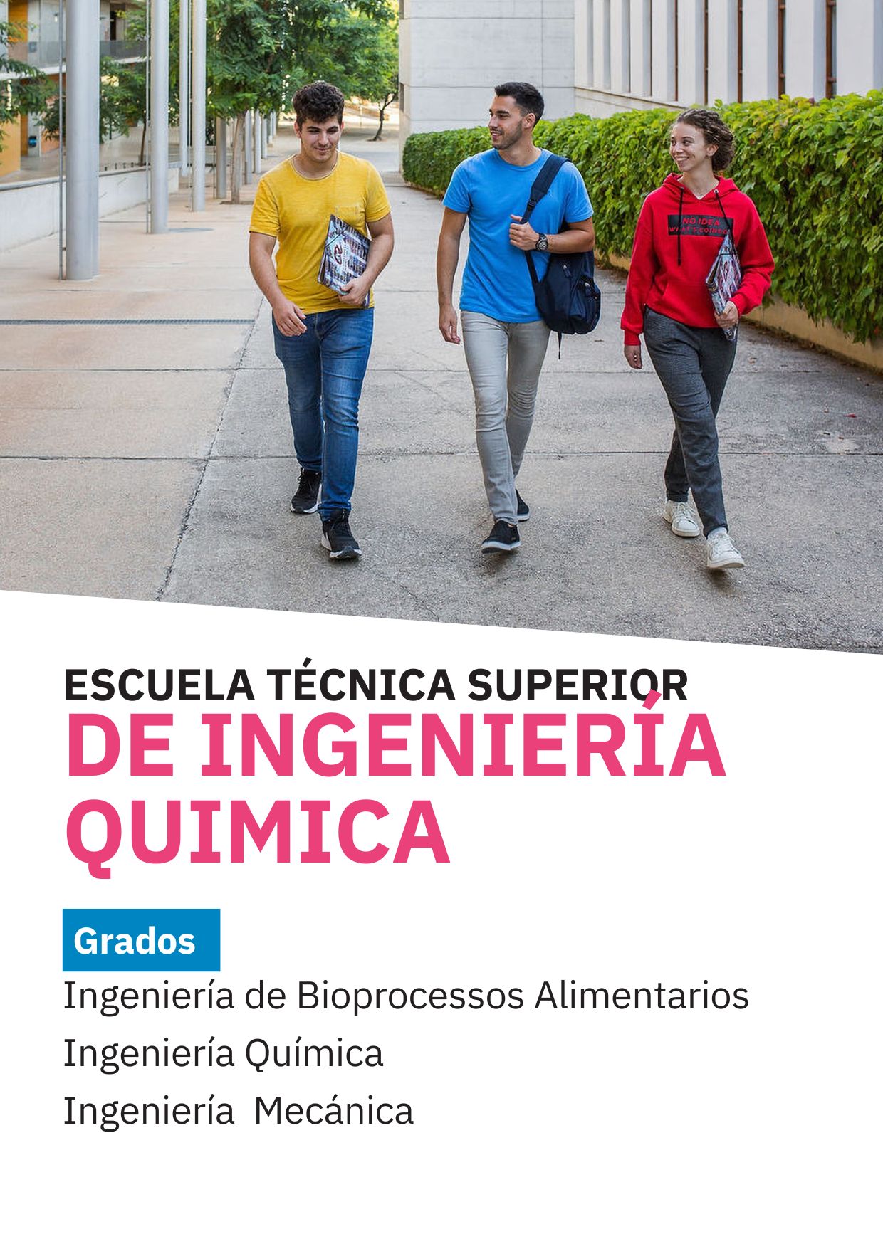 Portada del catálogo de oferta de grados de la Escuela Técnica Superior de Ingeniería Química